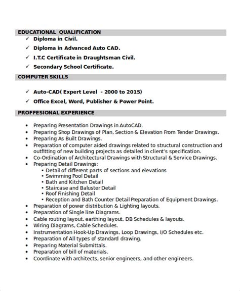 autocad draftsman resume in word.